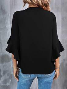 SHEIN Clasi 缺口領荷葉袖襯衫