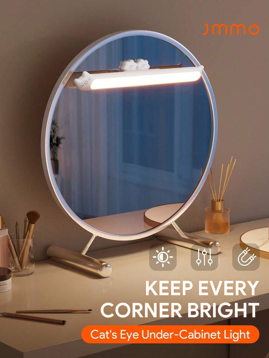 JMMO 无线橱柜下照明，无线 USB 充电夜灯，3 种照明模式，磁性底座圣诞礼物，秋冬季假期露营必备品度假配件，露营用品 - 白色 - 查看 1