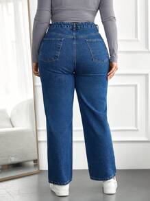 RueChic Plus Casual Straight Leg Jeans - Blue - View 2