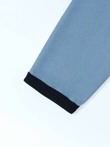 Manfinity Homme Men Contrast Trim Polo Shirt, Men Baby Blue Polo Shirt, Light Blue Polo Shirts For Men, Men Light Blue Tops - Baby Blue - View 7