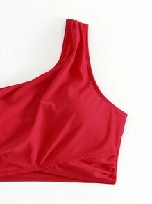 SHEIN Swim 2025 Jednokolorowy minimalistyczny dwuczęściowy strój kąpielowy na wakacje na plaży latem