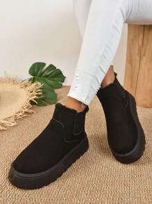 Botas de nieve antideslizantes, gruesas y con pelo para mujer, de moda, invierno 2025 - Negro - Ver 4