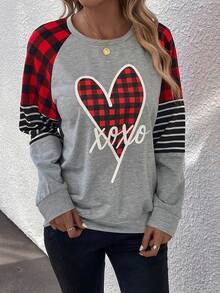 EMERY ROSE Heart & Letter Graphic Raglan Sleeve Sweatshirt - Multicolor - View 4