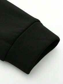 Aesthetic Post--Men Plus Letter Graphic Zip Up Drawstring Hoodie Without Tee - Black - View 4