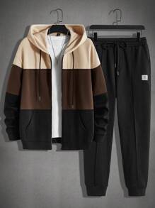 Manfinity Hypemode Áo hoodie dây rút & quần thể thao nam màu không có áo thun - Màu Khaki - Xem 1