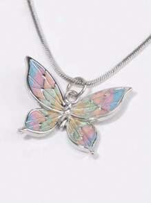 ROMWE Fairycore 1入組時尚鐵合金蝴蝶吊墜項鍊適合女士日常裝飾 - 彩色 - 查看 2