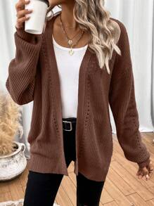 Easowa Drop Shoulder Casual Design Cardigan,Long Sleeve Tops,Knitted Sweater In Fall/Winter