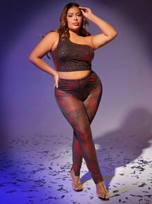 SHEIN SXY Plus Quần legging in lưới không có quần lót - màu đen - Xem 3