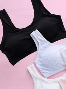 4件套青少年女孩简约纯色无钢圈文胸度假旅行休闲夏装