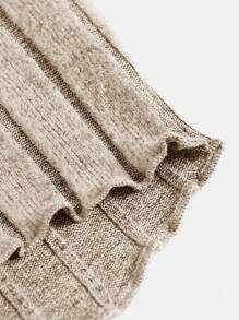 SHEIN Leap Crew 青少年女孩木耳邊手帕下擺短款T恤 - 杏色 - 查看 4