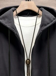 Manfinity Hypemode Men Plus Colorblock Zip Up Drawstring Hoodie Without Tee - Multicolor - View 3
