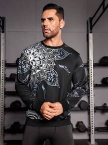 Manfinity Sport Corelite Men Mandala Print Sports Sweatshirt Men Sweatshirt