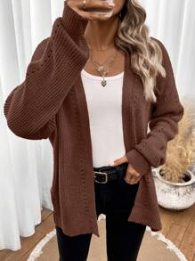 Easowa Drop Shoulder Casual Design Cardigan,Long Sleeve Tops,Knitted Sweater In Fall/Winter