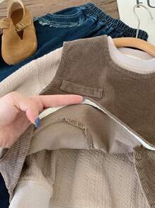 Garota Jovem Botão Frontal Bombazina Colete