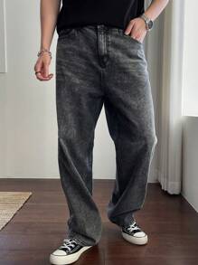 DAZY Hombres Jeans de pierna recta con bolsillo oblicuo