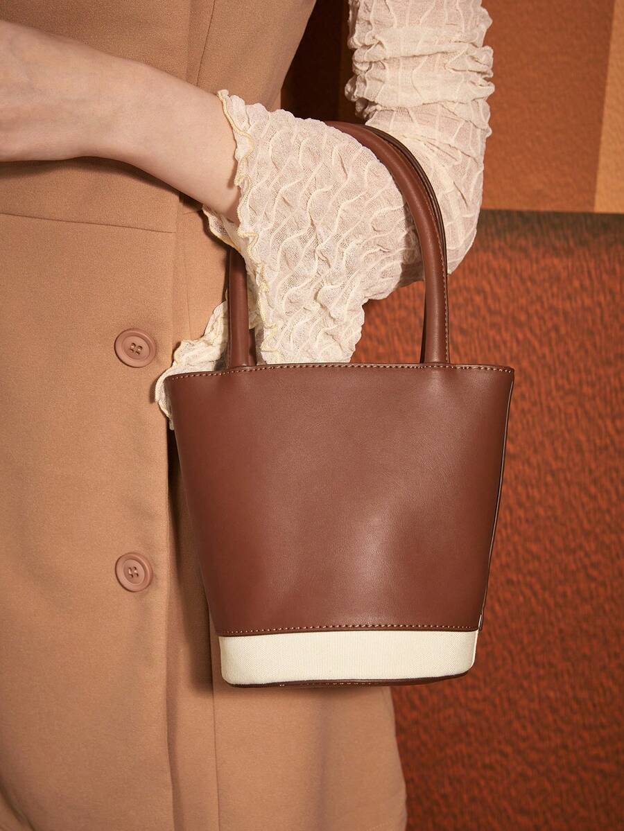 SHEIN MOD Retro NỮ Túi đeo vai , Gầu múc Túi , Đối với Cao đẳng - màu nâu - Xem 1