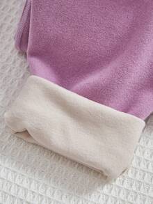 SHEIN Cô gái Tween Thêu Chữ Xà cạp - Màu tím - Xem 3