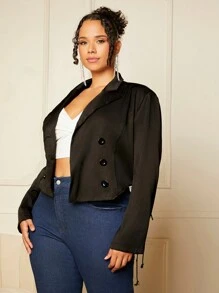 SHEIN SXY Hơn Đôi ngực Áo vest - màu đen - Xem 4