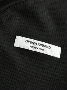 SHEIN Teen Girl Letter Patched Detail Tee - Black - View 5