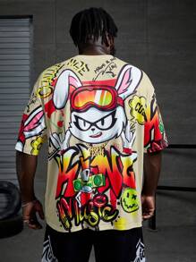 Manfinity EMRG Men Plus Cartoon Graphic Drop Shoulder Tee