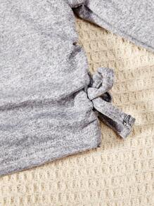 SHEIN Tween Girl Solid Ruched Knot Side Tee - Grey - View 5