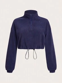 VARSITIE 運動/網球基本款戶外連帽衫 - 藍色 - 查看 5