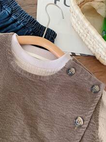 Garota Jovem Botão Frontal Bombazina Colete