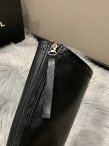 RALSWNAY Fall/Winter 2025 Ideal With Sweater,Women's Outdoor Plain Round Toe All-Match Long Soft Breathable Fashion Boots Go With Black Dress - Black - View 4