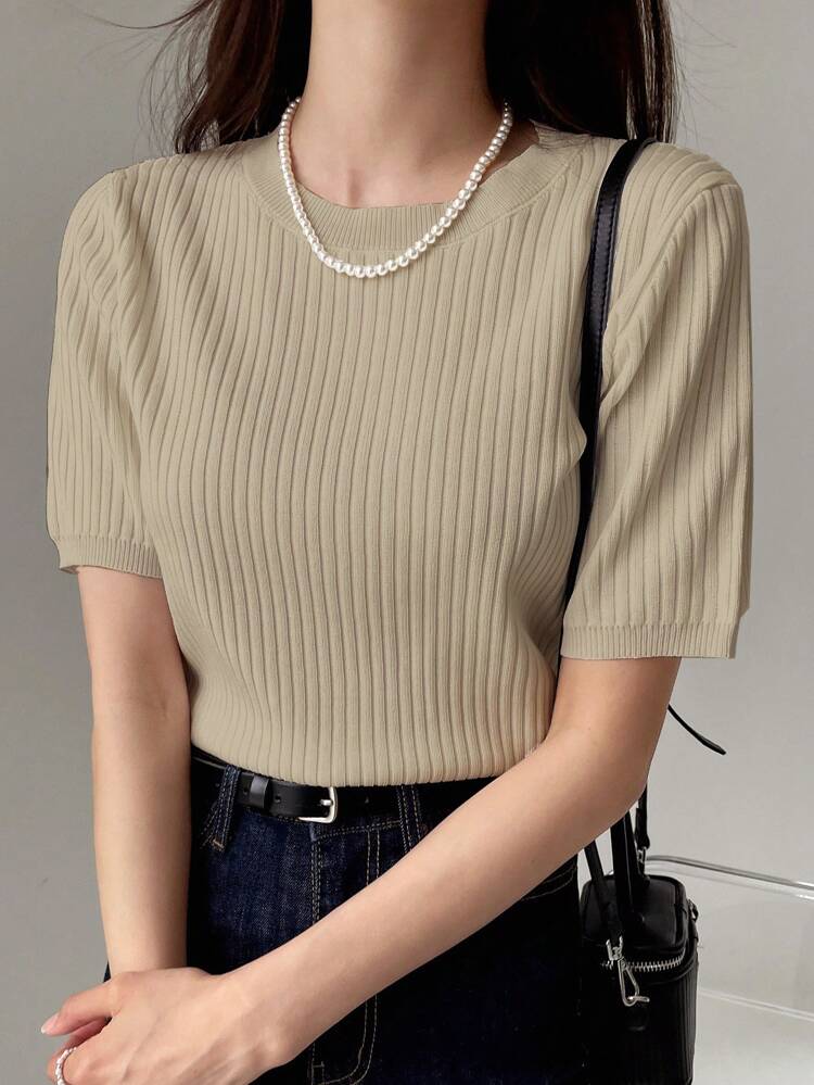 Solid Ribbed Knit Top