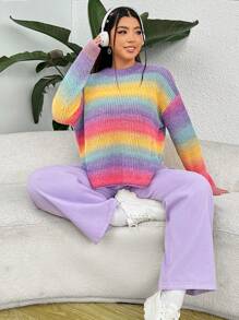 SHEIN EZwear Talla grande Jersey de ombré de hombros caídos - Multicolor - Ver 2