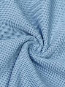 Manfinity Homme Men Contrast Trim Polo Shirt, Men Baby Blue Polo Shirt, Light Blue Polo Shirts For Men, Men Light Blue Tops - Baby Blue - View 4