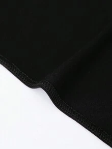 HOMEYEE Chất rắn Xù Viền mép Váy bodycon - màu đen - Xem 6