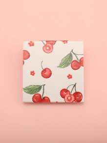 Portable Foldable Mirror, 1Pc Glass Cherry Pattern Makeup Mirror Vanity Mirror For Gift - White - View 2