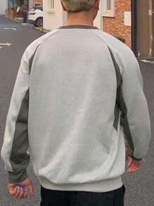 DAZY Homme Sweat-shirt À Lettres À Bordure Contrastante Manches Raglan