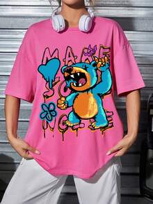 SHEIN EZwear Áo thun nữ - Hồng - Xem 6