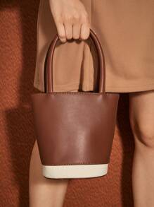 SHEIN MOD Retro NỮ Túi đeo vai , Gầu múc Túi , Đối với Cao đẳng - màu nâu - Xem 3