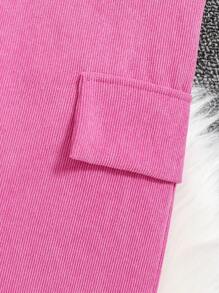 SHEIN 女大童翻蓋細節落肩袖夾克&工裝褲 - 玫紅色 - 查看 5