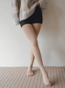 DAZY 纯色透明连裤袜，带保暖内衬，适合秋冬季穿着 - 黑色 - 查看 7