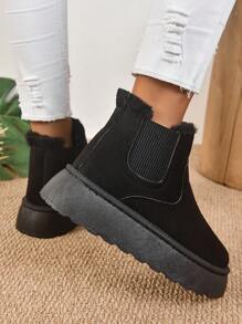 Botas de nieve antideslizantes, gruesas y con pelo para mujer, de moda, invierno 2025 - Negro - Ver 6