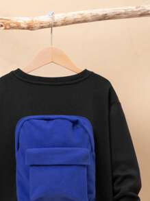 SHEIN Tween Boy Bag Spate Hanorac Fără Cămașă