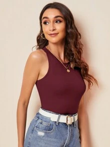 SHEIN Essnce 女士背心 - 酒紅色 - 查看 3
