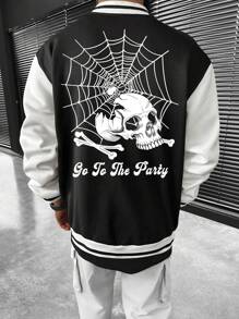 Manfinity EMRG Nam Halloween Sọ & Đồ họa Khẩu hiệu Hai âm Áo khoác Đại học - màu đen - Xem 1