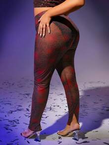 SHEIN SXY Plus Quần legging in lưới không có quần lót - màu đen - Xem 2