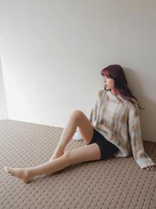 DAZY 纯色透明连裤袜，带保暖内衬，适合秋冬季穿着 - 黑色 - 查看 5