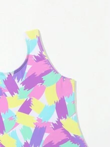 Young Girl Allover Print One Piece Swimsuit - Multicolor - View 4