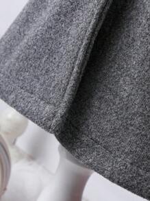 Baby Girl Fuzzy Trim Contrast Embroidery Mesh Double Breasted Overcoat & Bag - Grey - View 8