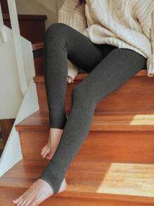 DAZY Solid Ribbed Knit Leggings Fall,Winter - Dark Grey - View 6
