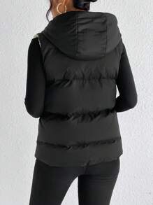 SHEIN Frenchy 拉鏈開襟羽絨背心大衣 - 彩色 - 查看 2