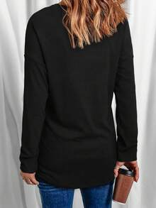 Camiseta de hombros caídos con estampado de Papá Noel de Navidad - Multicolor - Ver 2