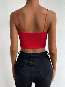Chiquease Top tipo camiseta corta sólido de color rojo para ropa de Año Nuevo